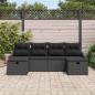 Preview: 6-teiliges Garten Sofa Set mit Kissen Schwarz Poly Rattan