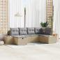 Preview: ARDEBO.de - 6-teiliges Garten-Sofa-Set mit Kissen Beige Poly-Rattan