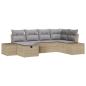 Preview: 6-teiliges Garten-Sofa-Set mit Kissen Beige Poly-Rattan
