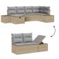 Preview: 6-teiliges Garten-Sofa-Set mit Kissen Beige Poly-Rattan