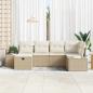 Preview: 6-teiliges Garten Sofa Set mit Kissen Beige Poly Rattan