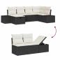 Preview: 7-teiliges Garten Sofa Set mit Kissen Schwarz Poly Rattan
