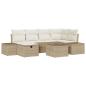 Preview: 7-teilige Garten-Sofaset mit Kissen Beige Poly Rattan