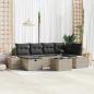 Preview: ARDEBO.de - 7-teiliges Garten-Sofa-Set mit Kissen aus hellgrauem Poly-Rattan