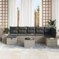 Preview: 8-teiliges Garten Sofa Set mit Kissen in Hellgrau, Poly Rattan