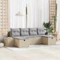 Preview: ARDEBO.de - 6-teiliges Garten Sofa Set mit Kissen Beige Poly Rattan