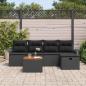 Preview: 6-teiliges Garten-Sofa-Set mit Kissen, schwarzes Poly-Rattan, 2-Sitzer Garten-Sofa mit Stauraum und Kissen, schwarzes Poly-Rattan