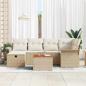 Preview: 7-teiliges Garten Sofa Set mit Kissen Beige Poly Rattan, 2-Sitzer Garten Sofa mit Stauraum & Kissen Beige Poly Rattan