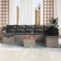 Preview: ARDEBO.de - 9-teiliges Garten Sofa Set mit Kissen Grau Poly Rattan, 2-Sitzer Garten Sofa mit Stauraum & Kissen Grau Poly Rattan