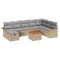 Preview: ARDEBO.de - 9-teilige Garten-Sofa-Set mit Kissen Beige Poly Rattan, 2-Sitzer Garten-Sofa mit Stauraum & Kissen Beige Poly Rattan
