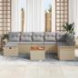 Preview: 9-teilige Garten-Sofa-Set mit Kissen Beige Poly Rattan, 2-Sitzer Garten-Sofa mit Stauraum & Kissen Beige Poly Rattan