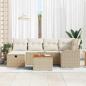 Preview: 7-teiliges Gartensofa-Set mit Kissen Beige Poly-Rattan, 2-Sitzer Gartensofa mit Stauraum & Kissen Beige Poly-Rattan