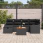 Preview: ARDEBO.de - 7-teiliges Garten Sofaset mit Polstern Schwarzes Poly Rattan, 2-Sitzer Garten Sofa mit Stauraum & Polstern Schwarzes Poly Rattan