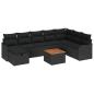 Preview: ARDEBO.de - 9-teiliges Garten Sofa Set mit Kissen Schwarz Poly Rattan, 2-Sitzer Garten Sofa mit Stauraum & Kissen Schwarz Poly Rattan