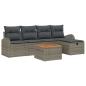Preview: 6-teiliges Garten Sofaset mit Kissen Grau Poly Rattan, 2-Sitzer Garten Sofa mit Stauraum & Kissen Grau Poly Rattan