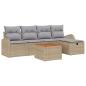 Preview: 6-teiliges Garten-Sofa-Set mit Kissen Beige Poly Rattan, 2-Sitzer Garten-Sofa mit Stauraum & Kissen Beige Poly Rattan