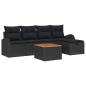 Preview: Gartensofa-set 6 Stk. Schwarz Poly Rattan