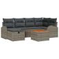 Preview: 7-teiliges Garten-Sofa-Set mit Kissen Grau Poly-Rattan, 2-Sitzer-Garten-Sofa mit Stauraum & Kissen Grau Poly-Rattan