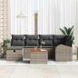 Preview: 7-teiliges Garten-Sofa-Set mit Kissen Grau Poly-Rattan, 2-Sitzer-Garten-Sofa mit Stauraum & Kissen Grau Poly-Rattan