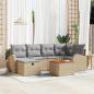 Preview: ARDEBO.de - 7-teiliges Garten-Sofa-Set mit Kissen beige Poly-Rattan, 2-Sitzer Garten-Sofa mit Stauraum & Kissen beige Poly-Rattan