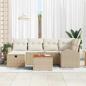 Preview: 7-teiliges Garten Sofa Set mit Kissen Beige Poly Rattan, 2-Sitzer Garten Sofa mit Stauraum und Kissen Beige Poly Rattan