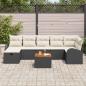 Preview: 8-teiliges Garten Sofa Set mit Kissen Schwarz Poly Rattan, 2-Sitzer Garten Sofa mit Stauraum & Kissen Schwarz Poly Rattan