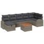 Preview: ARDEBO.de - 8-teiliges Garten-Sofa-Set mit Kissen Grau Poly Rattan, 2-Sitzer Garten-Sofa mit Stauraum & Kissen Grau Poly Rattan
