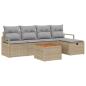 Preview: 6-teiliges Garten Sofaset mit Kissen Beige Poly Rattan, 2-Sitzer Garten Sofa mit Stauraum und Kissen Beige Poly Rattan
