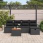 Preview: 6-teiliges Garten Sofa Set mit Kissen Schwarz Poly Rattan, 2-Sitzer Garten Sofa mit Stauraum & Kissen Schwarz Poly Rattan