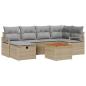 Preview: 7-teiliges Garten Sofa Set mit Kissen Beige Poly Rattan, 2-Sitzer Garten Sofa mit Stauraum & Kissen Beige Poly Rattan