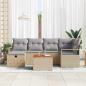 Preview: 7-teiliges Garten Sofa Set mit Kissen Beige Poly Rattan, 2-Sitzer Garten Sofa mit Stauraum & Kissen Beige Poly Rattan