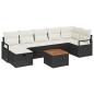Preview: 8-teiliges Garten Sofa Set mit Kissen Schwarz Poly Rattan, 2-Sitzer Garten Sofa mit Stauraum & Kissen Schwarz Poly Rattan