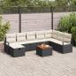 Preview: ARDEBO.de - 9-teiliges Garten Sofa Set mit Kissen schwarzes Poly Rattan, 2-Sitzer Garten Sofa mit Stauraum & Kissen schwarzes Poly Rattan