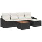 Preview: 6-teiliges Gartensofa-Set mit Kissen Schwarz Poly Rattan