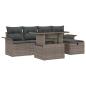 Preview: 6-teiliges Garten Sofa Set mit Kissen Grau Poly Rattan, 2-Sitzer Garten Sofa mit Stauraum & Kissen Grau Poly Rattan