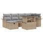 Preview: ARDEBO.de - 7-teiliges Garten Sofa Set mit Kissen Beige Poly Rattan, 2-Sitzer Garten Sofa mit Stauraum & Kissen Beige Poly Rattan