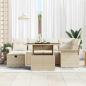 Preview: 7-teiliges Garten Sofa Set mit Kissen Beige Poly Rattan, 2-Sitzer Garten Sofa mit Stauraum & Kissen Beige Poly Rattan