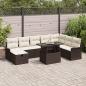 Preview: ARDEBO.de - 9-teiliges Garten-Sofaset mit Kissen aus braunem Poly-Rattan, 2-Sitzer Garten-Sofa mit Stauraum und Kissen aus braunem Poly-Rattan