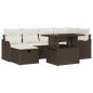 Preview: 7-teiliges Garten-Sofa-Set mit Kissen Braun Poly-Rattan, 2-Sitzer Garten-Sofa mit Stauraum & Kissen Braun Poly-Rattan