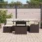 Preview: 7-teiliges Garten-Sofa-Set mit Kissen Braun Poly-Rattan, 2-Sitzer Garten-Sofa mit Stauraum & Kissen Braun Poly-Rattan