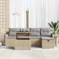 Preview: 6-teiliges Garten Sofaset mit Kissen Beige Poly Rattan, 2-Sitzer Garten Sofa mit Stauraum & Kissen Beige Poly Rattan