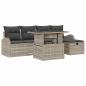 Preview: 6-teiliges Garten Sofa Set mit Kissen Hellgrau Poly Rattan, 2-Sitzer Garten Sofa mit Stauraum und Kissen Hellgrau Poly Rattan