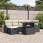 Preview: ARDEBO.de - 7-teiliges Garten Sofa Set mit Kissen Schwarz Poly Rattan, 2-Sitzer Garten Sofa mit Stauraum & Kissen Schwarz Poly Rattan
