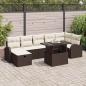 Preview: ARDEBO.de - 8-teiliges Garten-Sofa-Set mit Kissen Braun Poly Rattan, 2-Sitzer Garten-Sofa mit Stauraum & Kissen Braun Poly Rattan