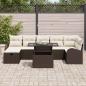 Preview: 8-teiliges Garten-Sofa-Set mit Kissen Braun Poly Rattan, 2-Sitzer Garten-Sofa mit Stauraum & Kissen Braun Poly Rattan