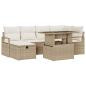 Preview: 7-teiliges Garten Sofa Set mit Kissen Beige Poly Rattan, 2-Sitzer Garten Sofa mit Stauraum & Kissen Beige Poly Rattan