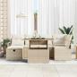 Preview: 7-teiliges Garten Sofa Set mit Kissen Beige Poly Rattan, 2-Sitzer Garten Sofa mit Stauraum & Kissen Beige Poly Rattan