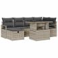 Preview: 7-teiliges Garten-Sofa-Set mit Kissen Hellgrau Poly-Rattan, 2-Sitzer Garten-Sofa mit Stauraum & Kissen Grau Poly-Rattan