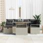 Preview: 7-teiliges Garten-Sofa-Set mit Kissen Hellgrau Poly-Rattan, 2-Sitzer Garten-Sofa mit Stauraum & Kissen Grau Poly-Rattan