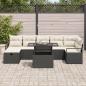 Preview: 8-teiliges Garten Sofa Set mit Kissen Schwarz Poly Rattan, 2-Sitzer Garten Sofa mit Stauraum & Kissen Schwarz Poly Rattan
